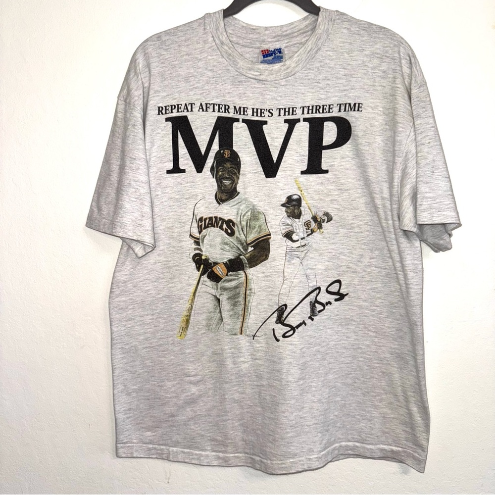 Vintage 90s Barry Bonds San Francisco Giants MVP MLB Baseball Hanes Shirt XL